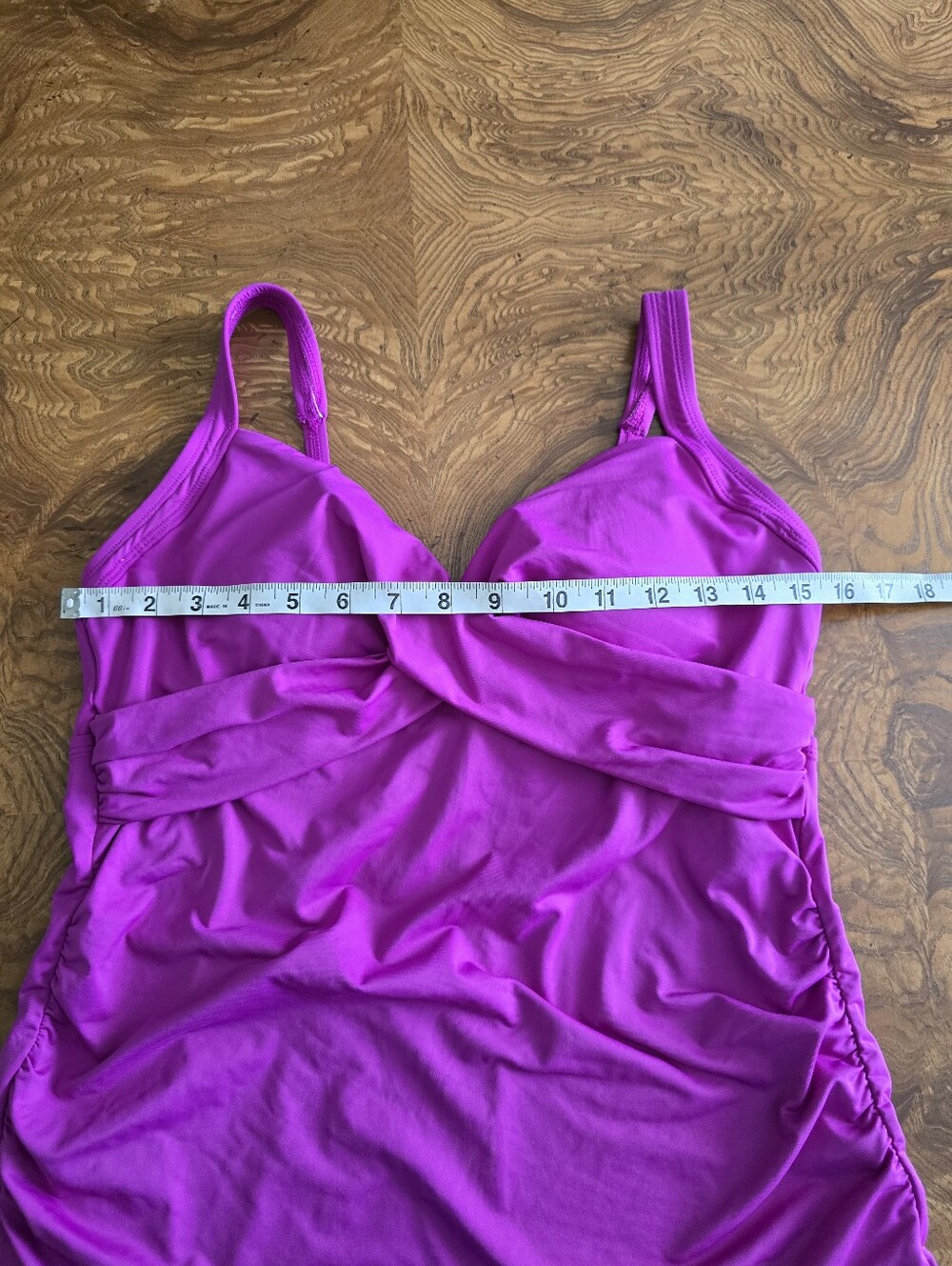 Lands' End Women's Twist Front Tankini Bright Magenta Swim Top Size 12 - Picture 5 of 5